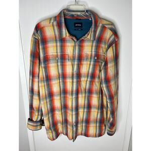 PrAna Men's Glover Park Thermal Lined Button Down Plaid Shirt ~ Size XL
